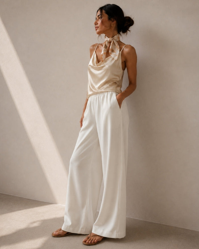 Women's Wide-Leg Trousers with a Gathered Waist