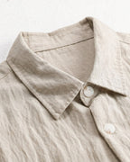 Men's Button-Front Overshirt with Twin Chest Pockets - Beige