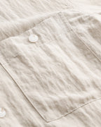 Men's Button-Front Overshirt with Twin Chest Pockets - Beige