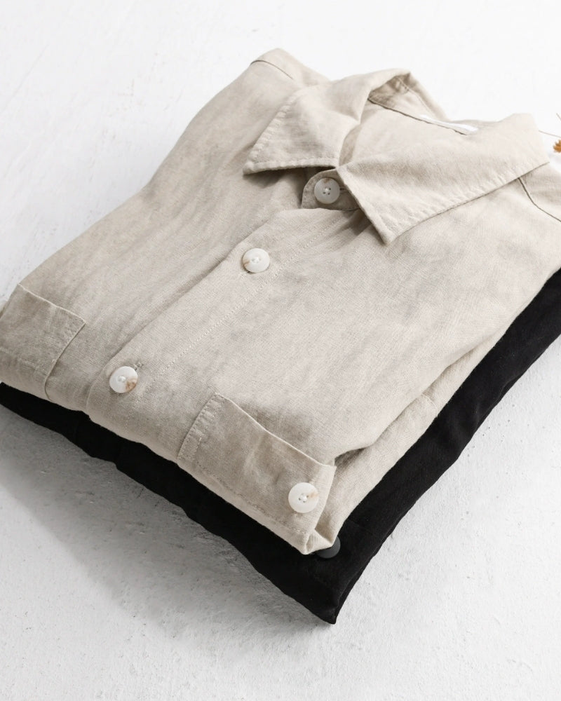 Men's Button-Front Overshirt with Twin Chest Pockets - shared