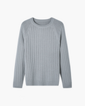 Men's Cable-Knit Crew-Neck Jumper with Raglan Sleeves - Grey