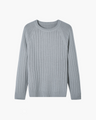Men's Cable-Knit Crew-Neck Jumper with Raglan Sleeves - Grey