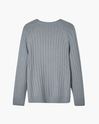 Men's Cable-Knit Crew-Neck Jumper with Raglan Sleeves - Grey