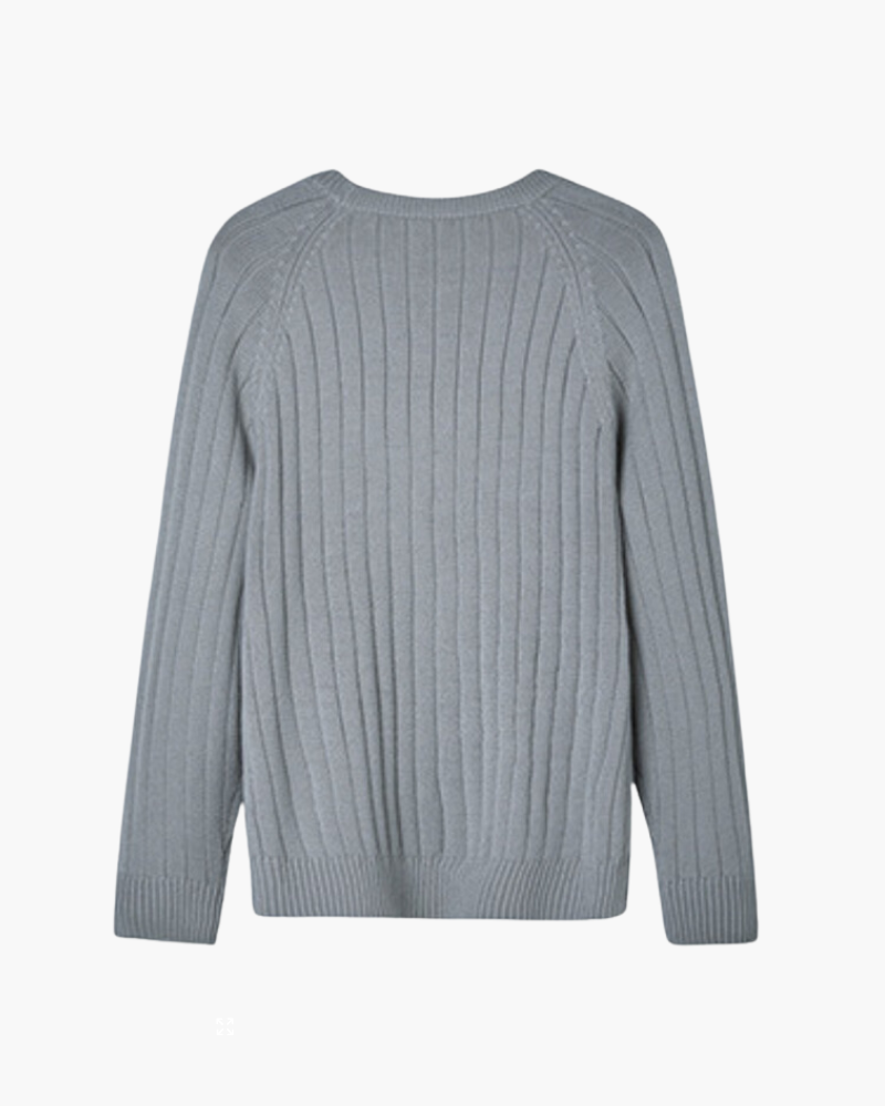 Men's Cable-Knit Crew-Neck Jumper with Raglan Sleeves - Grey