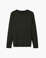 Men's Cable-Knit Crew-Neck Jumper with Raglan Sleeves - Black