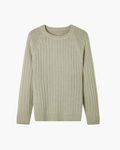 Men's Cable-Knit Crew-Neck Jumper with Raglan Sleeves - Green