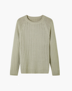 Men's Cable-Knit Crew-Neck Jumper with Raglan Sleeves - Green