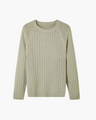 Men's Cable-Knit Crew-Neck Jumper with Raglan Sleeves - Green