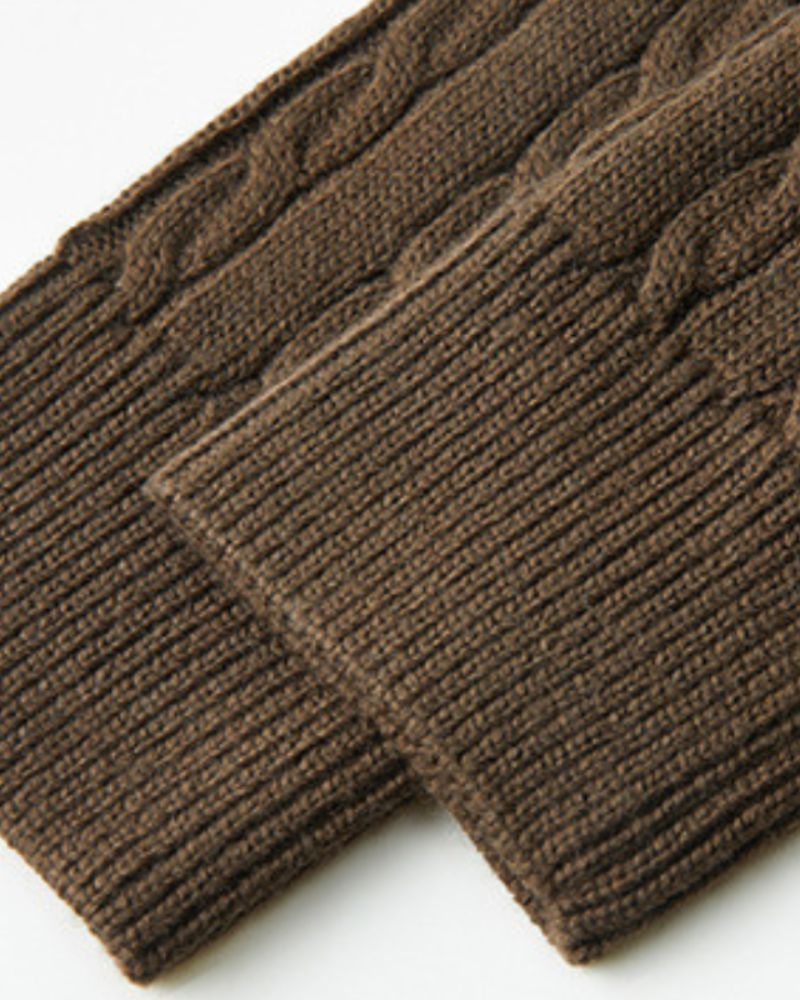 Men's Colour-Block Cable Jumper with a Short Zip - Brown