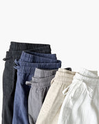 Men's Cropped Drawstring Trousers with Straight Legs - shared
