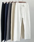 Men's Cropped Drawstring Trousers with Straight Legs - shared