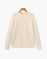 Men's Diamond-Texture Crew-Neck Jumper with Rib Trim - Beige