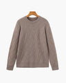 Men's Diamond-Texture Crew-Neck Jumper with Rib Trim - Mocha