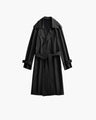 Men's Double-Breasted Trench Coat with a Tie Belt - Black