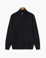 Men's Fine-Rib Half-Zip Jumper with a Stand Collar - Black