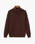 Men's Fine-Rib Half-Zip Jumper with a Stand Collar - Burgundy