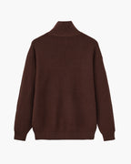 Men's Fine-Rib Half-Zip Jumper with a Stand Collar - Burgundy