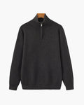 Men's Fine-Rib Half-Zip Jumper with a Stand Collar - Dark Grey