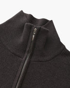 Men's Fine-Rib Half-Zip Jumper with a Stand Collar - Dark Grey