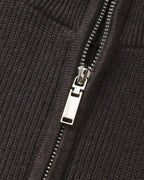Men's Fine-Rib Half-Zip Jumper with a Stand Collar - Dark Grey