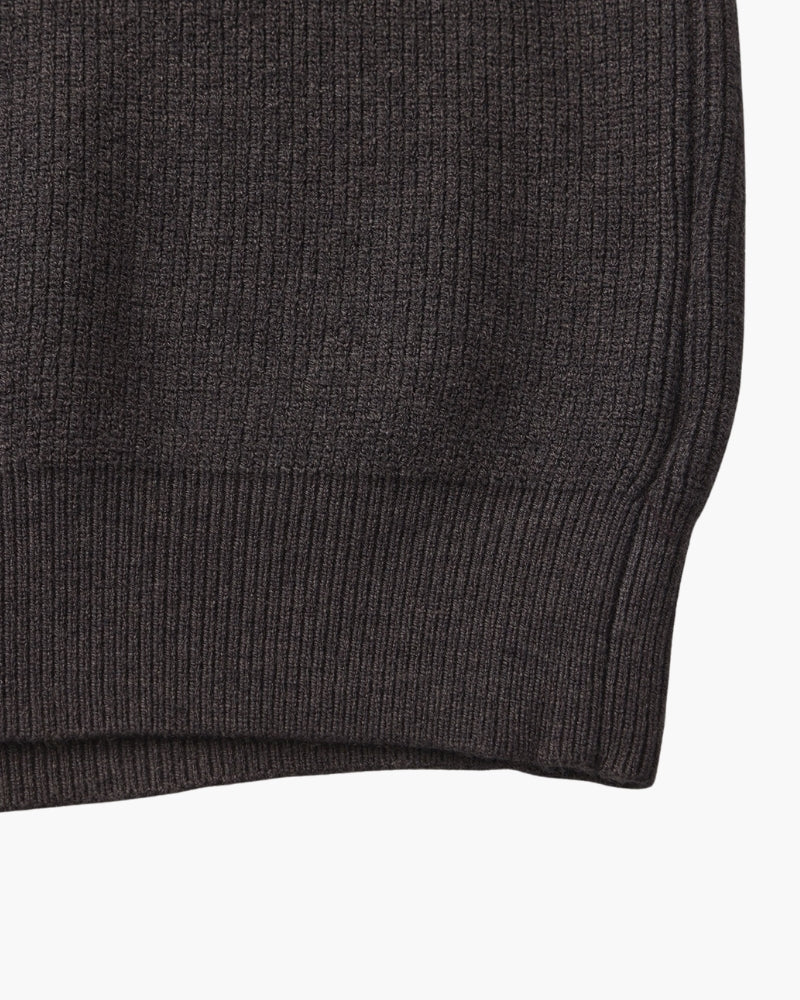 Men's Fine-Rib Half-Zip Jumper with a Stand Collar - Dark Grey