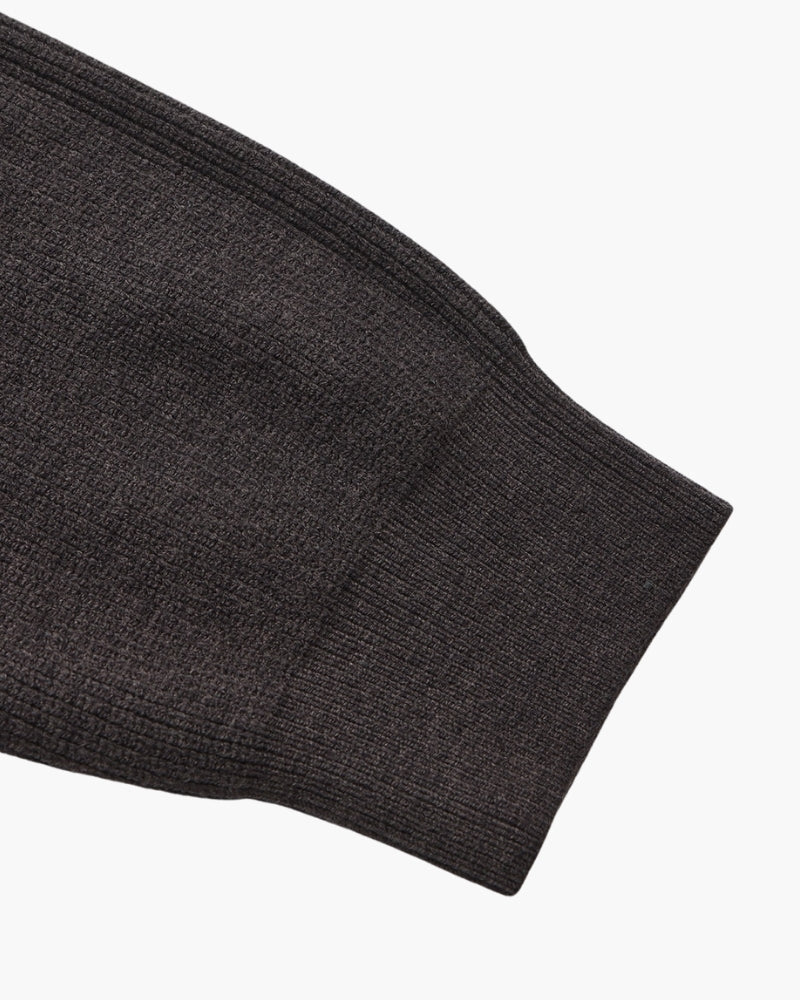 Men's Fine-Rib Half-Zip Jumper with a Stand Collar - Dark Grey