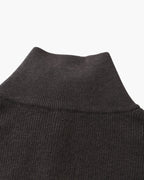 Men's Fine-Rib Half-Zip Jumper with a Stand Collar - Dark Grey