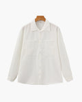 Men's Fine-Stripe Button Shirt with a Chest Pocket - White