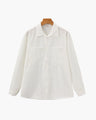 Men's Fine-Stripe Button Shirt with a Chest Pocket - White
