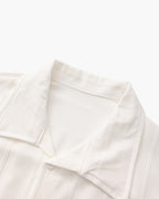 Men's Fine-Stripe Button Shirt with a Chest Pocket - White
