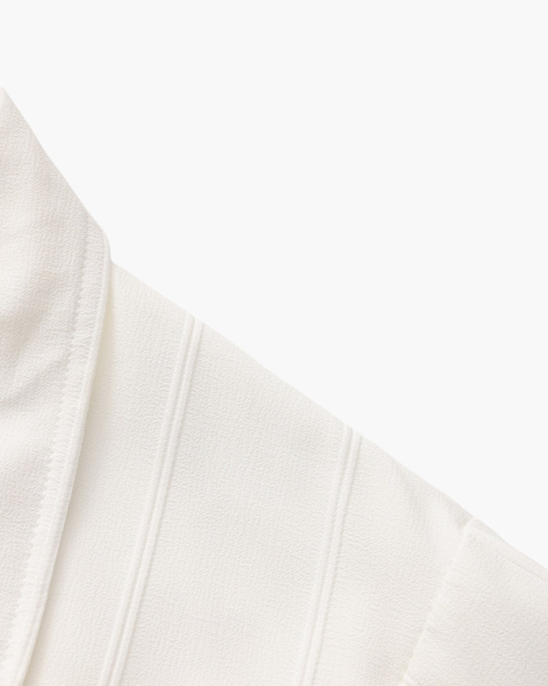 Men's Fine-Stripe Button Shirt with a Chest Pocket - White