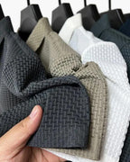 Men's Fine-Texture Button Polo with Short Sleeves - shared