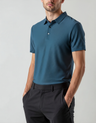 Men's Fine-Texture Button Polo with Short Sleeves - Navy Blue