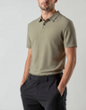 Men's Fine-Texture Button Polo with Short Sleeves - Light Green