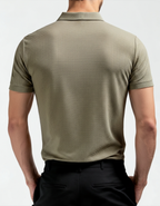 Men's Fine-Texture Button Polo with Short Sleeves - Light Green