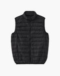 Men's Horizontally Quilted Gilet with a Stand Collar - Black