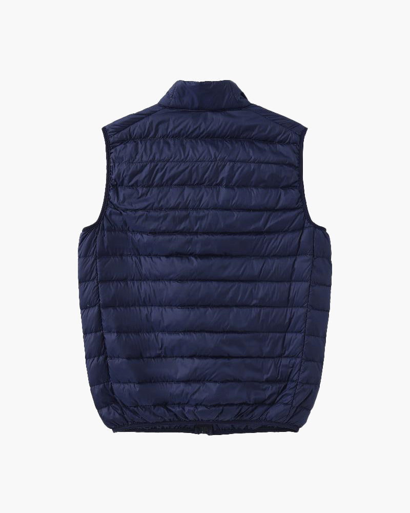 Men's Horizontally Quilted Gilet with a Stand Collar - Navy