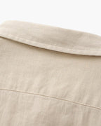 Men's Long-Sleeve Pocket Shirt with a Curved Hem - Beige