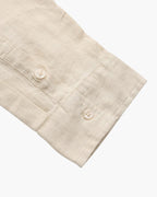 Men's Long-Sleeve Pocket Shirt with a Curved Hem - Beige