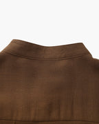 Men's Mandarin-Collar Shirt with a Chest Pocket - Brown