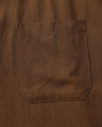 Men's Mandarin-Collar Shirt with a Chest Pocket - Brown