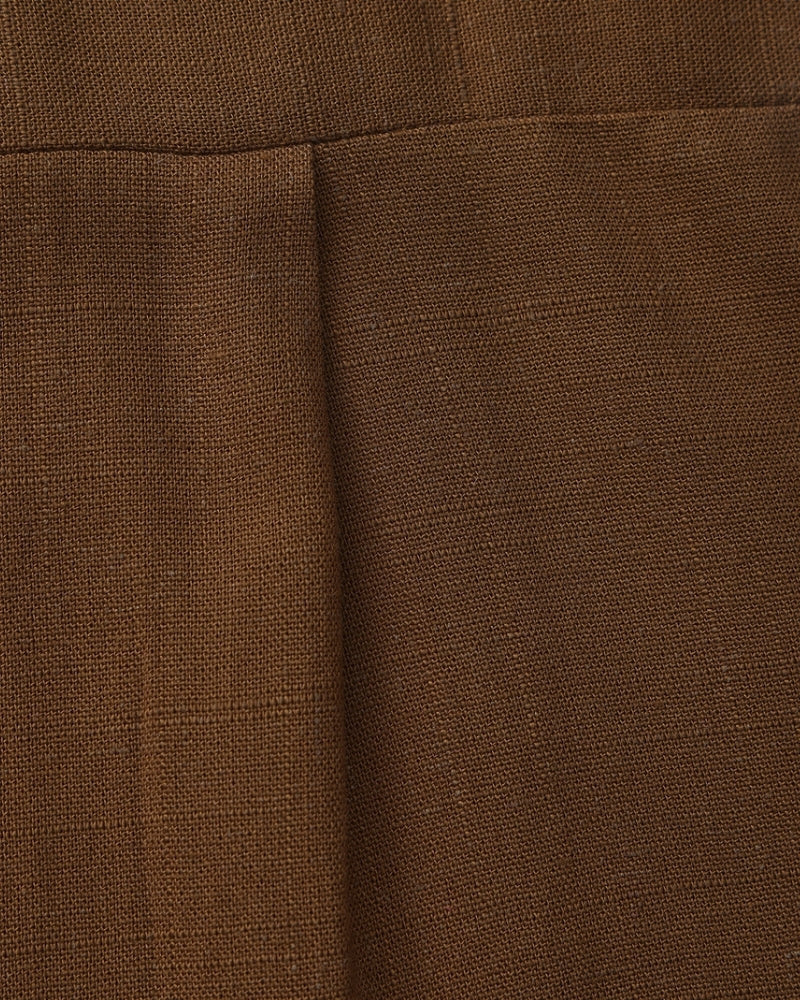 Men's Mandarin-Collar Shirt with a Chest Pocket - Brown
