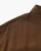 Men's Mandarin-Collar Shirt with a Chest Pocket - Brown