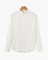 Men's Mandarin-Collar Shirt with a Chest Pocket - White