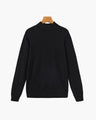 Men's Mock-Neck Jumper with Ribbed Edges and Cuffs - Black