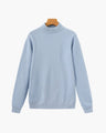 Men's Mock-Neck Jumper with Ribbed Edges and Cuffs - Sky Blue