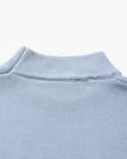 Men's Mock-Neck Jumper with Ribbed Edges and Cuffs - Sky Blue