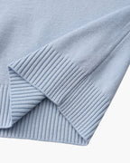 Men's Mock-Neck Jumper with Ribbed Edges and Cuffs - Sky Blue