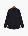 Men's Plain Button-Through Shirt with Pointed Collar - Black