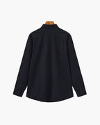 Men's Plain Button-Through Shirt with Pointed Collar - Black